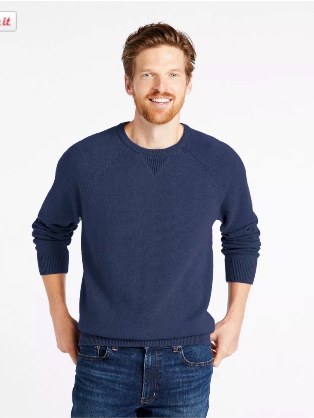Men's Wicked Soft Cotton/Cashmere Navy Crewneck Sweater